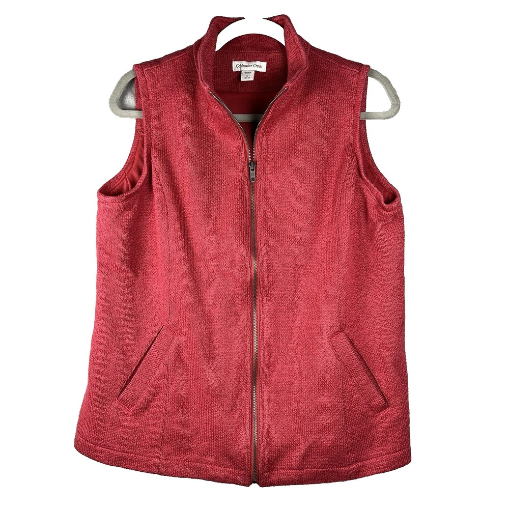 COLDWATER CREEK Womens Vest Jacket Size Medium 10-12 Pockets Zipper Closure Rose